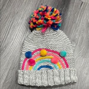 5 for $25 Gray and Pink Winter Hat with Colorful Pom-Pom